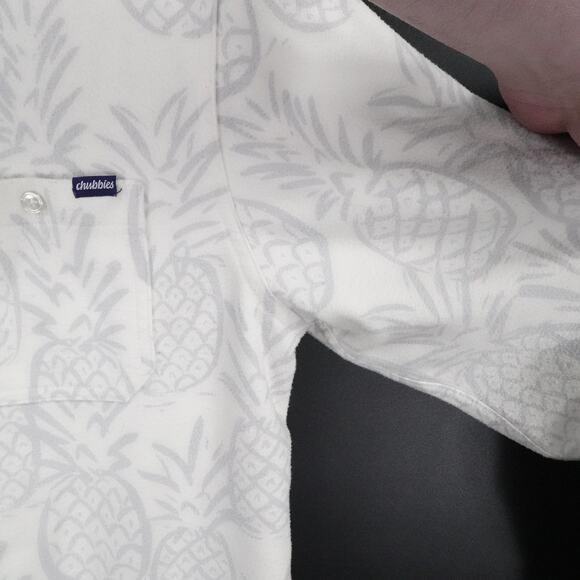 Chubbies‎ Shirt Mens Medium White Gray Pineapple Button Up Long Sleeve Flannel - Picture 5 of 14